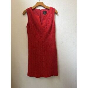 ADRIANNA PAPELL RED SLEEVELESS DRESS SIZE 8 (L6)